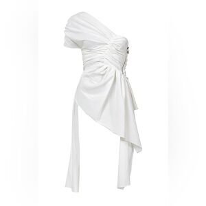 Maticevski White Asymmetrical One-Shoulder Top